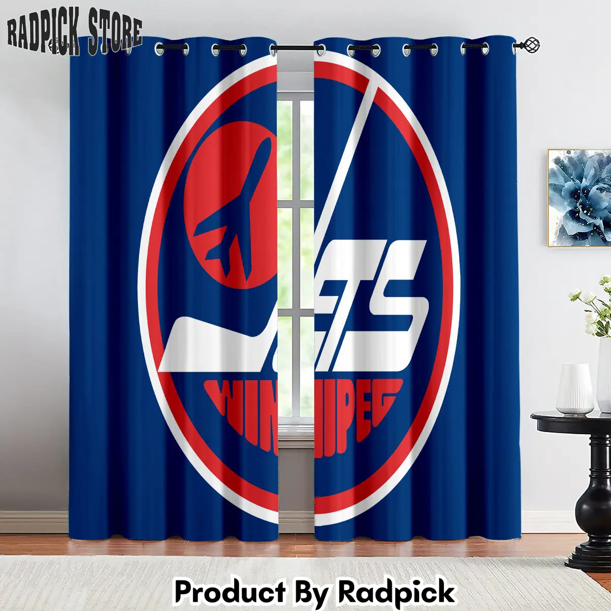 Radpick winnipeg jets hockey league curtains drapes for window treatment set 9 rp85225